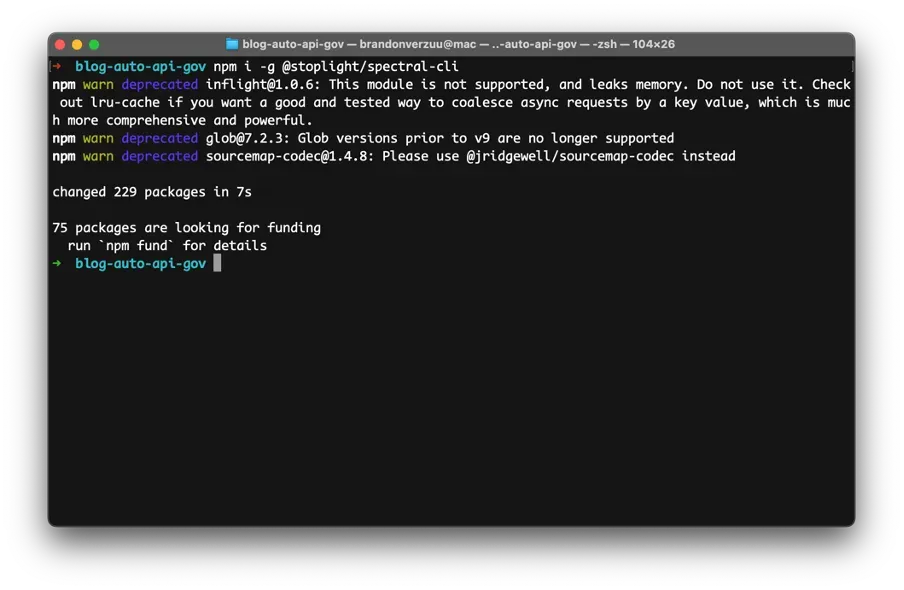 Installing Spectral CLI globally
