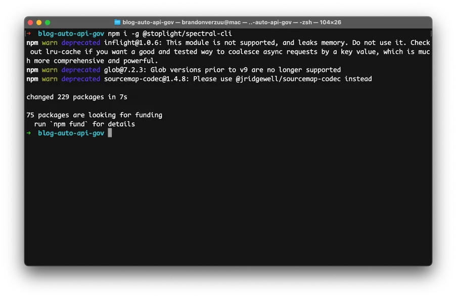 Installing Spectral CLI globally